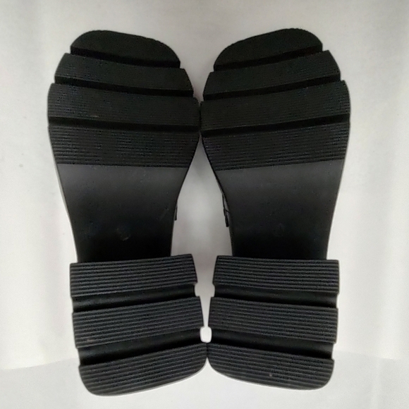 Just Fab Cher Heeled Lug Sole Loafers Black Caviar Chunky Platform Ladies 6.5 - Picture 5 of 12